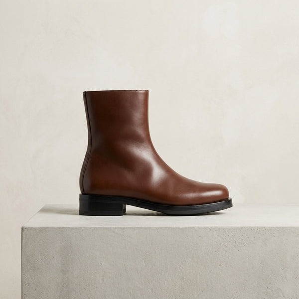 Brown Leather Bolgheri Suede Ankle Boot