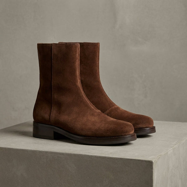 Height Increasing Brown Suede Suvereto Suede Ankle Boot - 3 Inch Hidden Heel