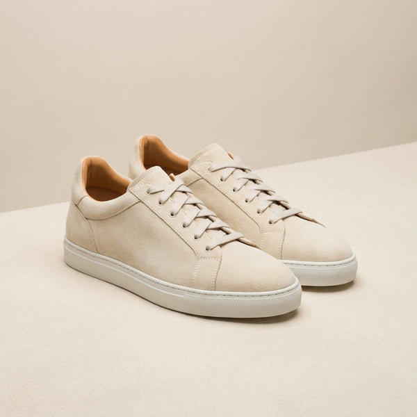 Cream Suede Crotone Woven Sneaker