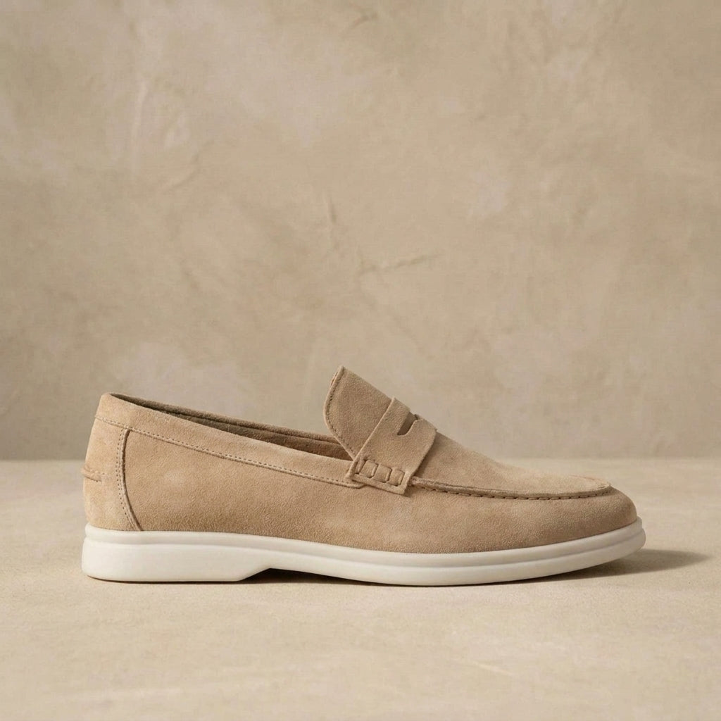 Cream Suede Vieste Plain Moccasin Loafer