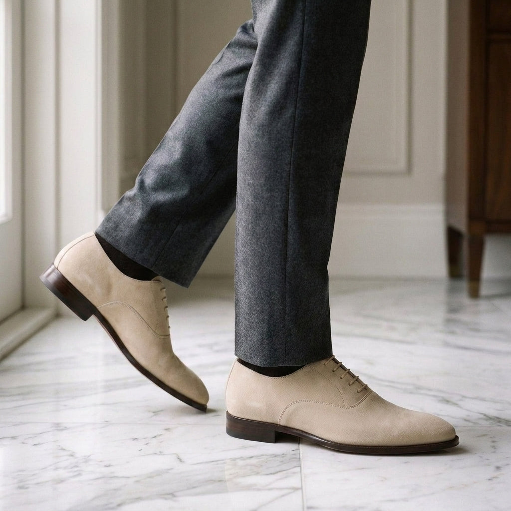 Cream Suede Locorotondo Wholecut Oxford