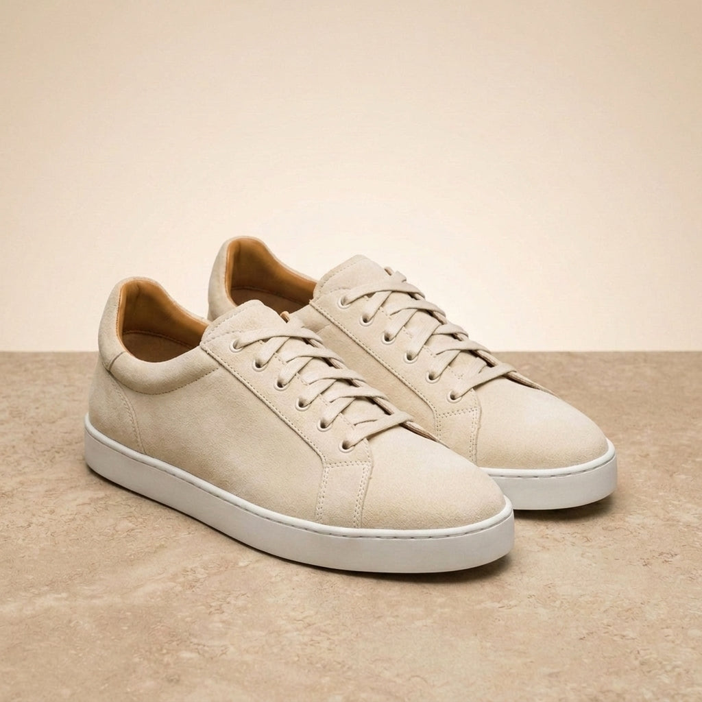 Cream Suede Rimini Low-Top Sneaker