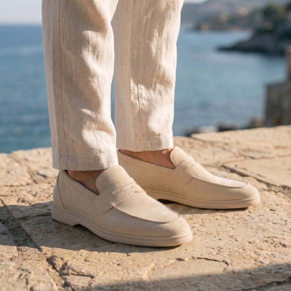 Cream Suede Bagnara Summer Penny Loafer