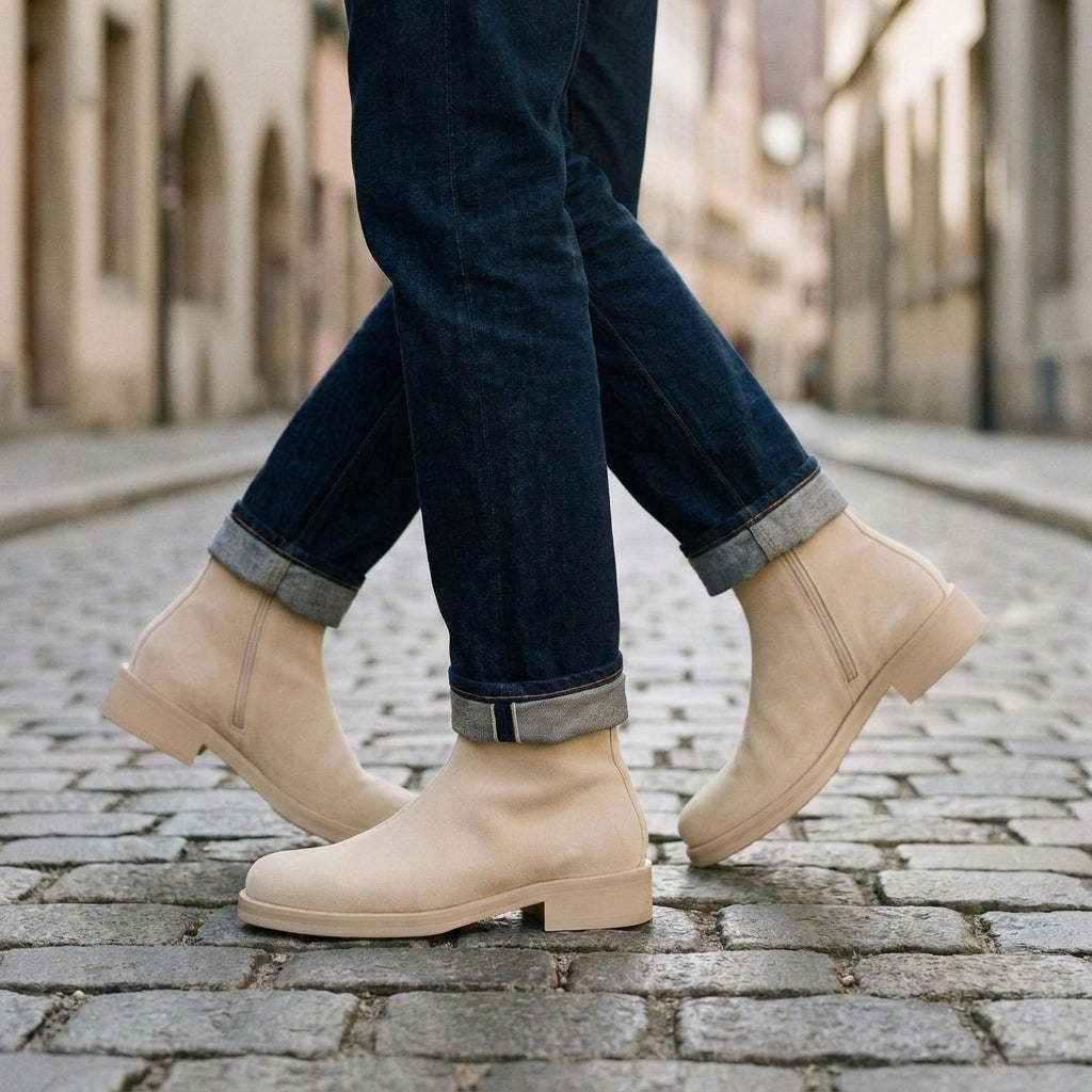 Cream Suede Massa Suede Ankle Boot