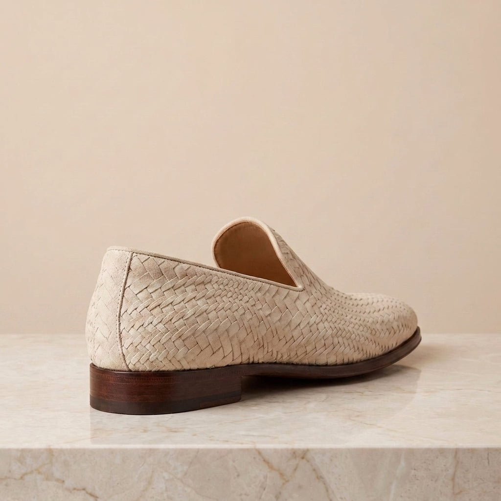 Cream Suede Conversano Woven Loafer