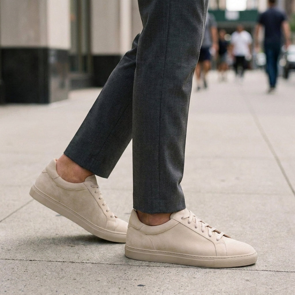 Cream Suede Crotone Woven Sneaker