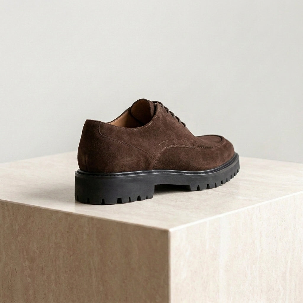 Brown Suede Adamello Chunky Derby with Pebble Rubber Sole