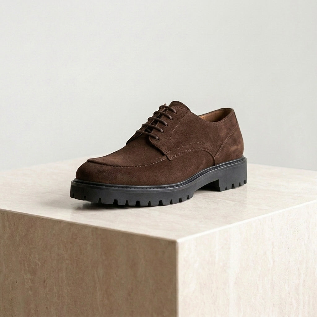 Brown Suede Adamello Chunky Derby with Pebble Rubber Sole