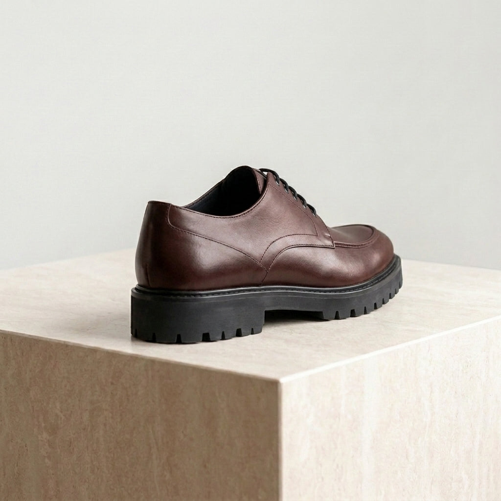Burgundy Leather Adamello Chunky Derby with Pebble Rubber Sole