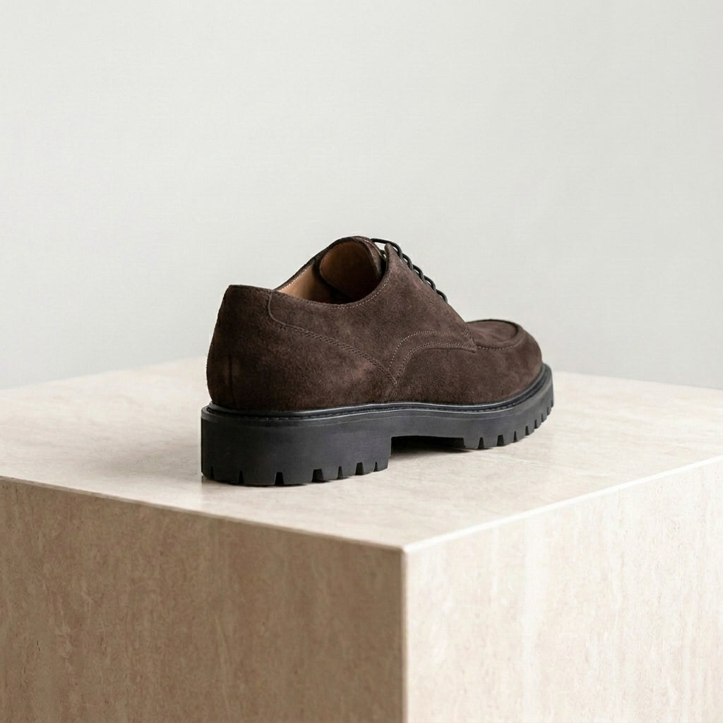Burgundy Suede Adamello Chunky Derby with Pebble Rubber Sole