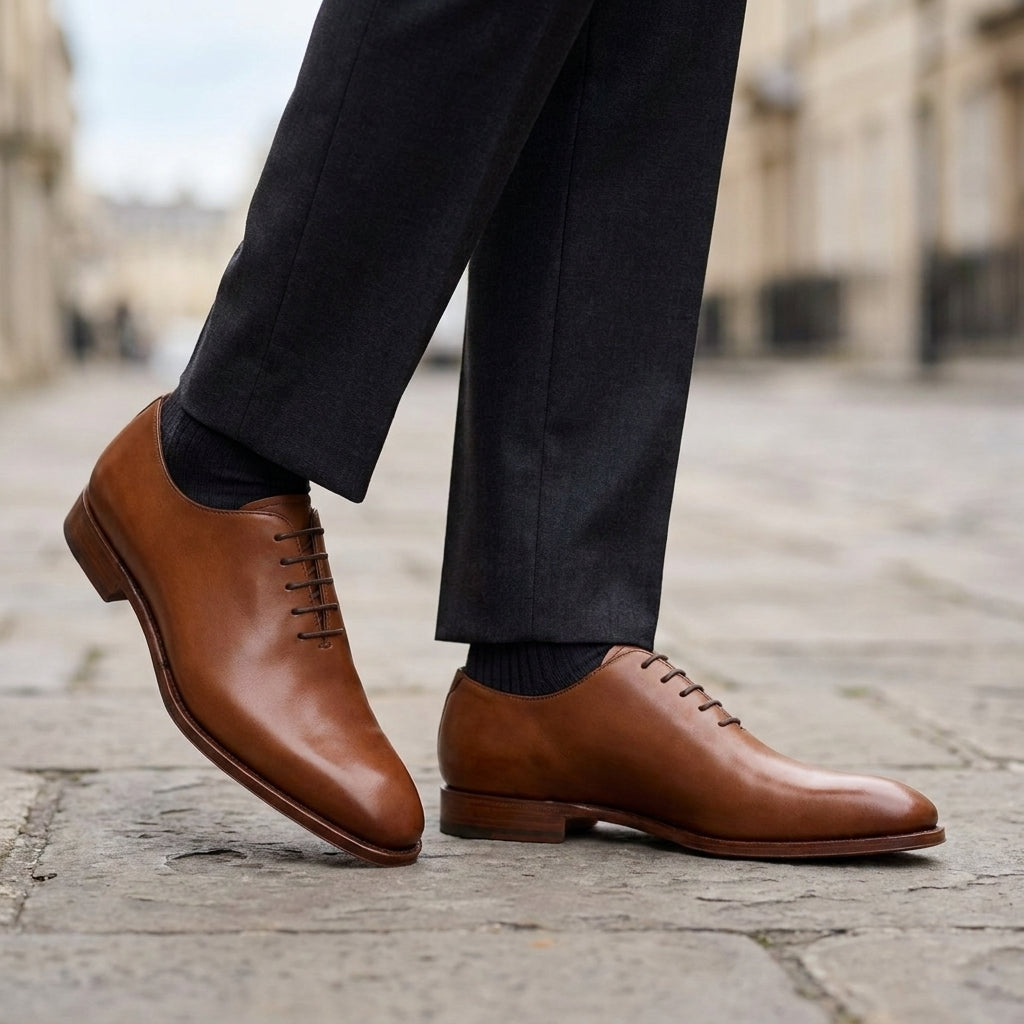 Black Leather Alberobello Wholecut Oxford with Black Leather Sole