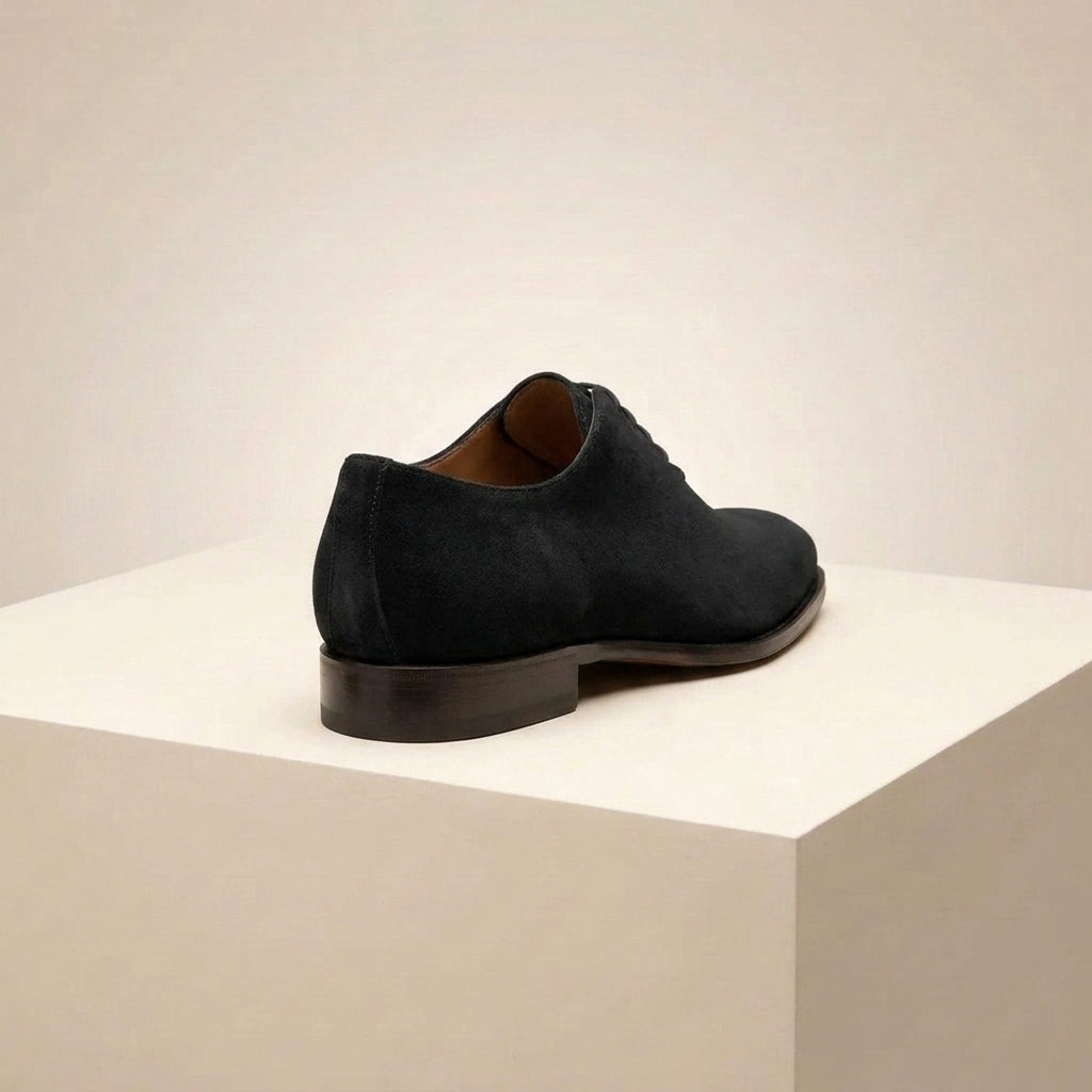 Black Suede Alberobello Wholecut Oxford with Black Leather Sole