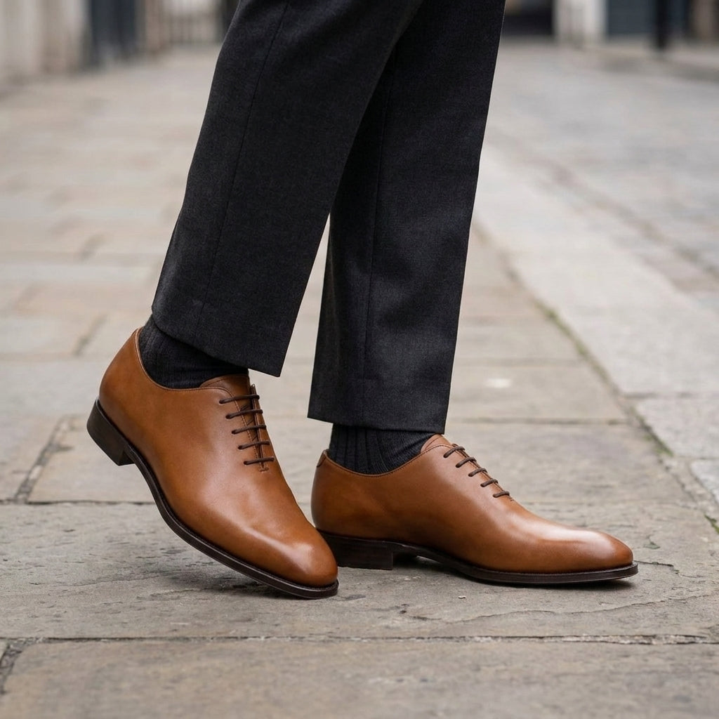 Brown Leather Alberobello Wholecut Oxford with Natural Leather Sole
