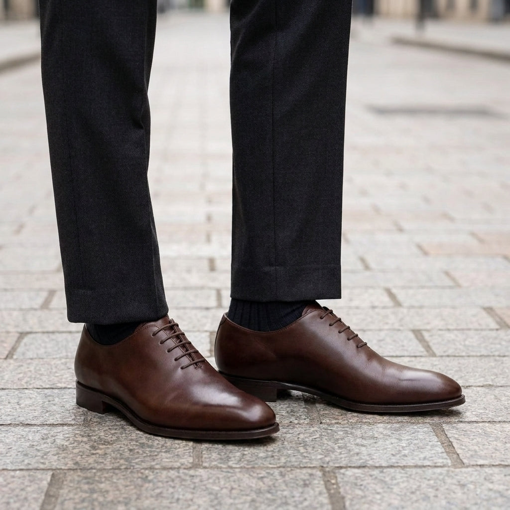 Burgundy Leather Alberobello Wholecut Oxford with Natural Leather Sole