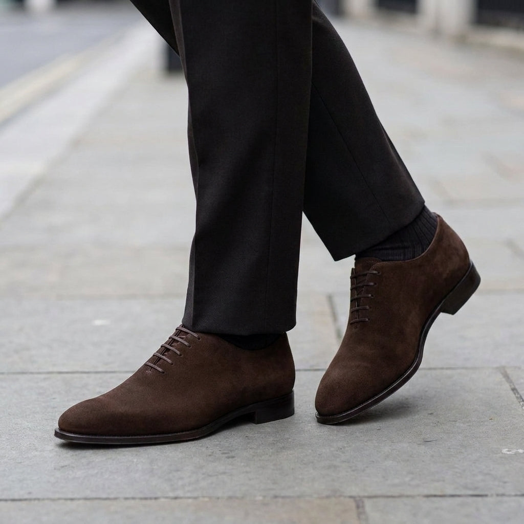 Burgundy Suede Alberobello Wholecut Oxford with Natural Leather Sole