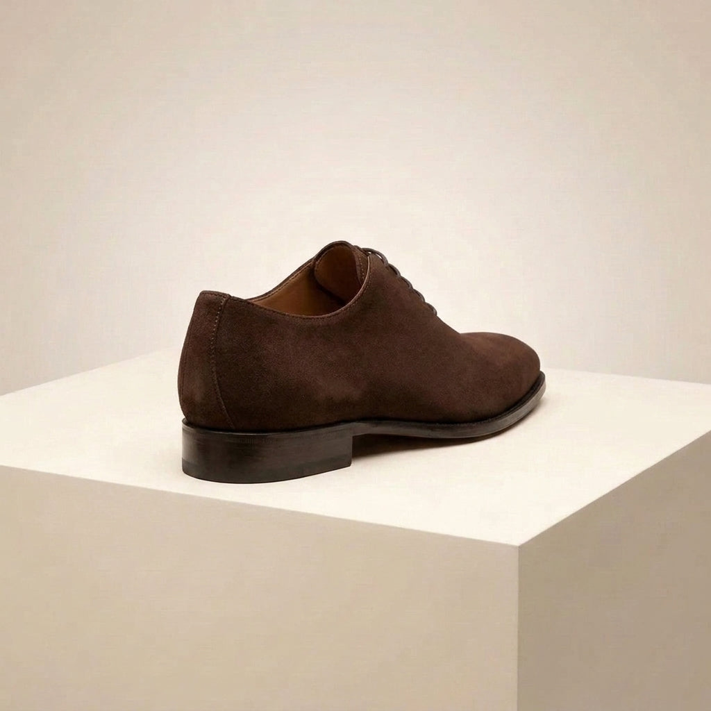 Burgundy Suede Alberobello Wholecut Oxford with Natural Leather Sole