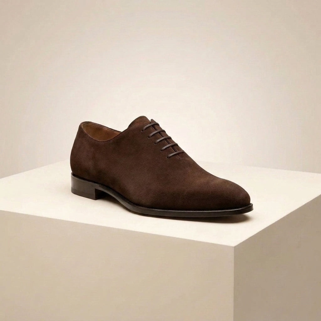 Burgundy Suede Alberobello Wholecut Oxford with Natural Leather Sole