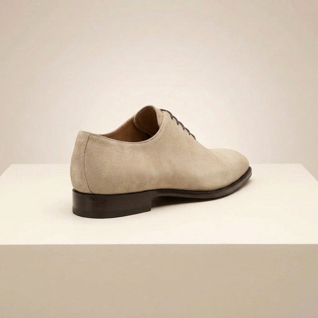 Cream Suede Alberobello Wholecut Oxford with Natural Leather Sole