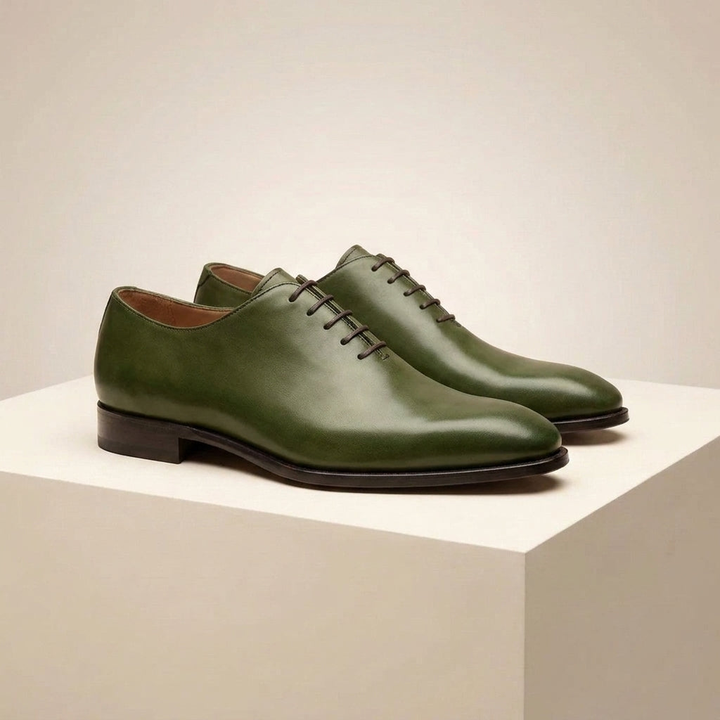 Green Leather Alberobello Wholecut Oxford with Natural Leather Sole