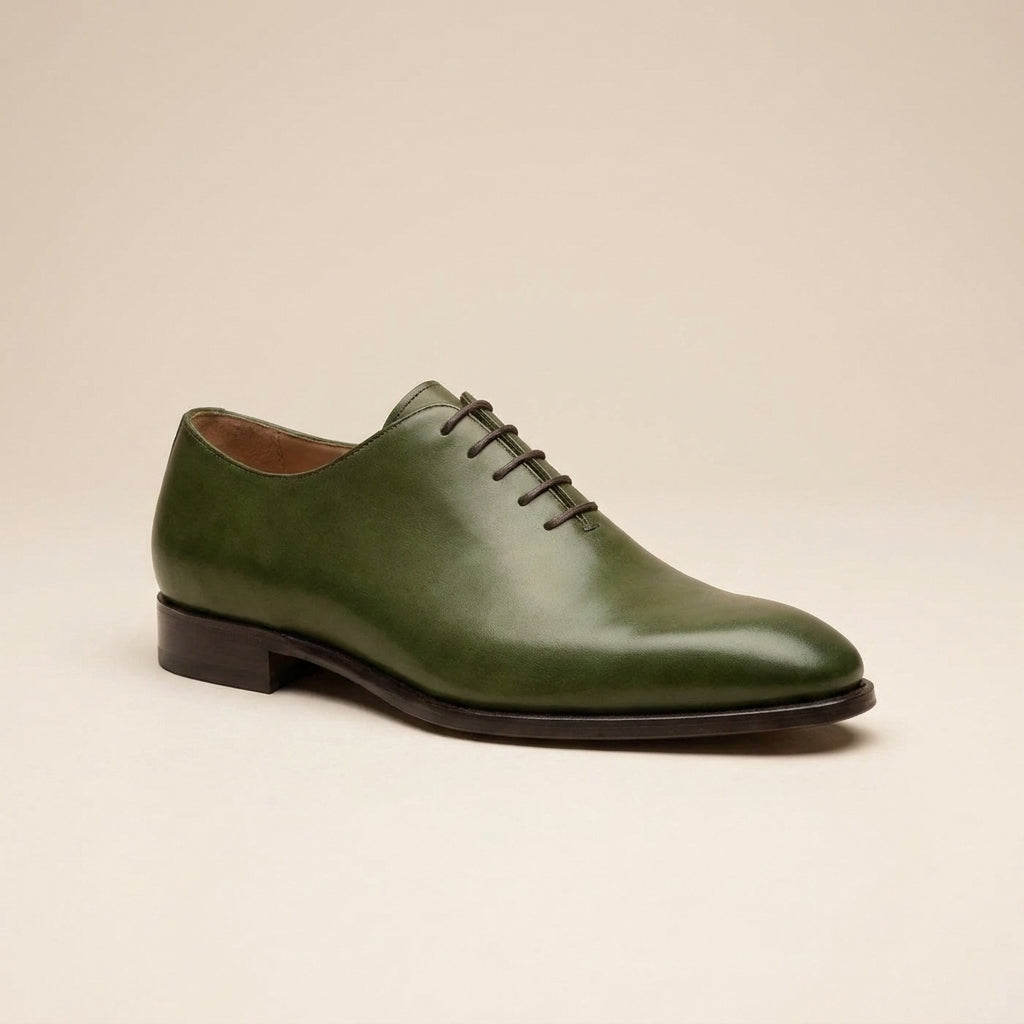 Green Leather Alberobello Wholecut Oxford with Natural Leather Sole