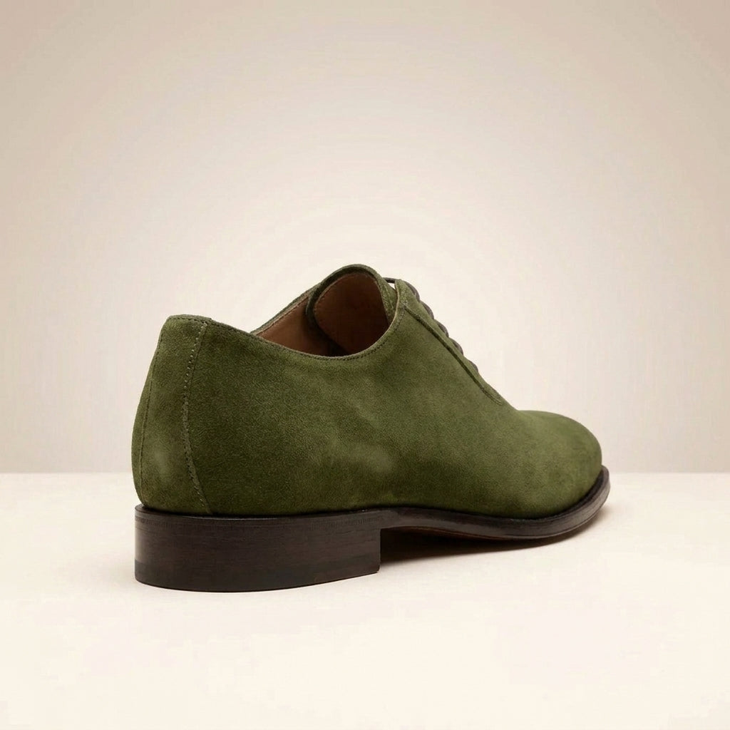 Green Suede Alberobello Wholecut Oxford with Natural Leather Sole