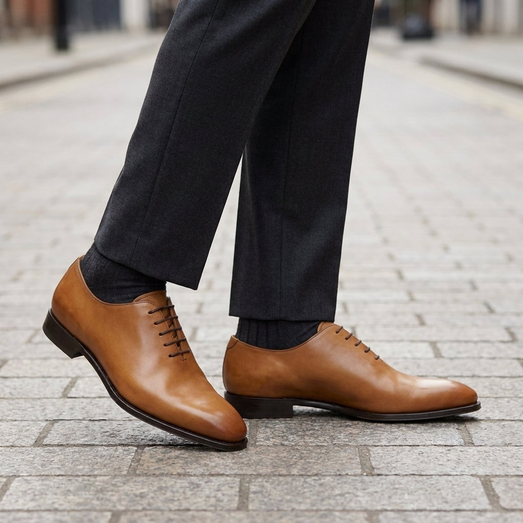 Tan Leather Alberobello Wholecut Oxford with Natural Leather Sole