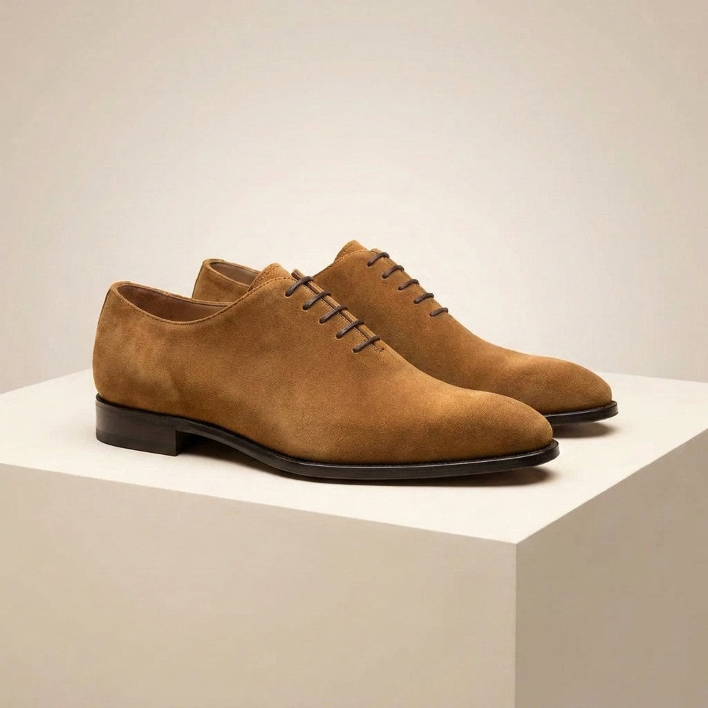 Tan Suede Alberobello Wholecut Oxford with Natural Leather Sole