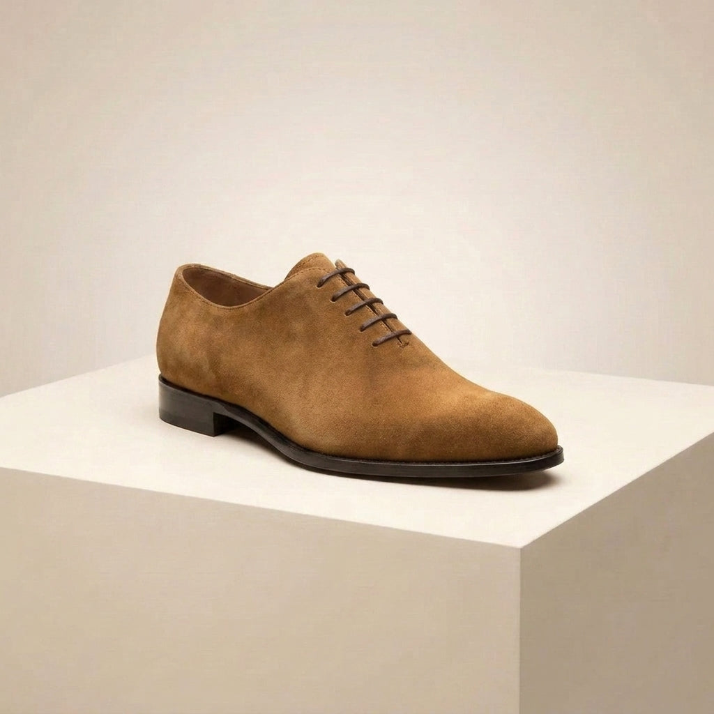 Tan Suede Alberobello Wholecut Oxford with Natural Leather Sole
