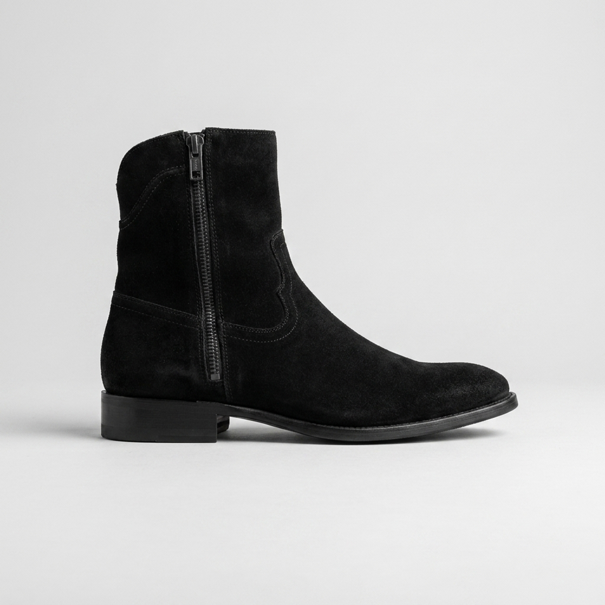 Black Leather Scirocco Boot with Natural Leather Sole