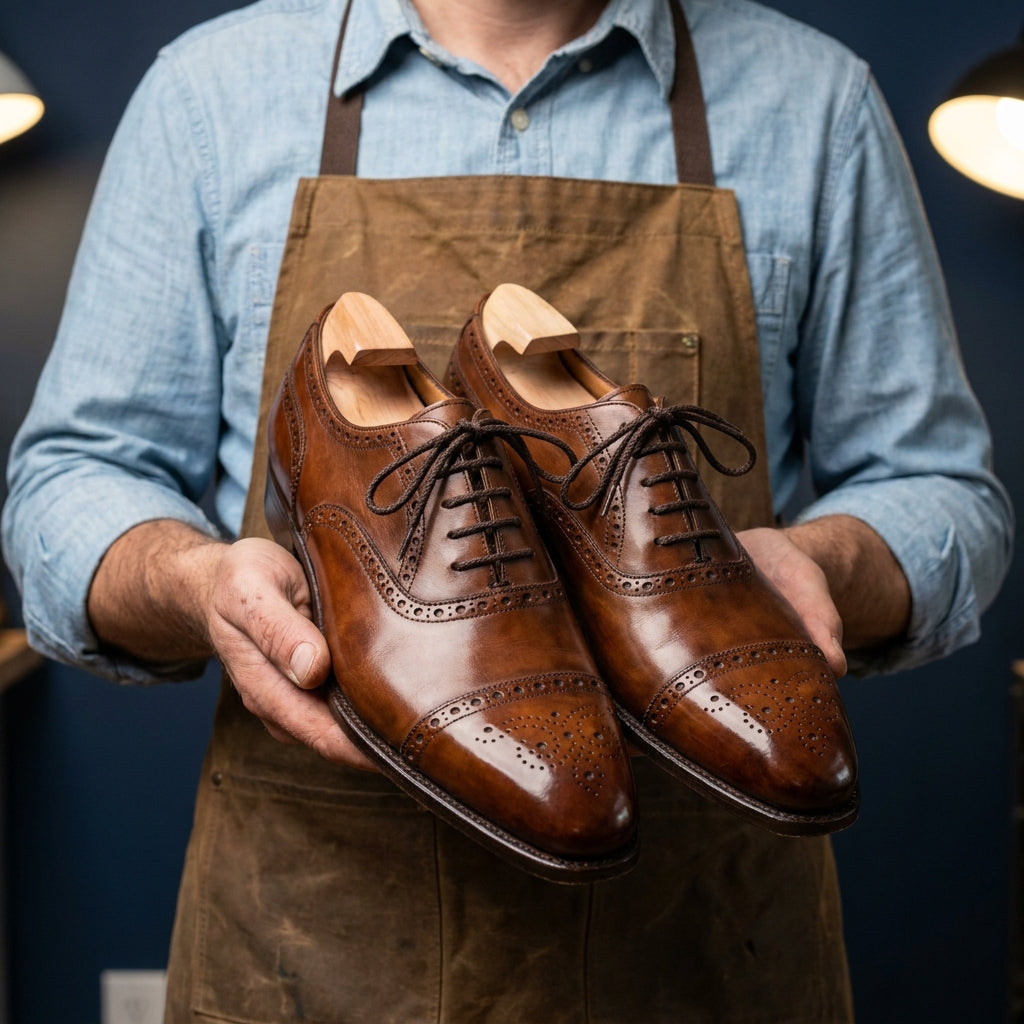 Brown Leather Garbin Penny Loafer with Natural Leather Sole
