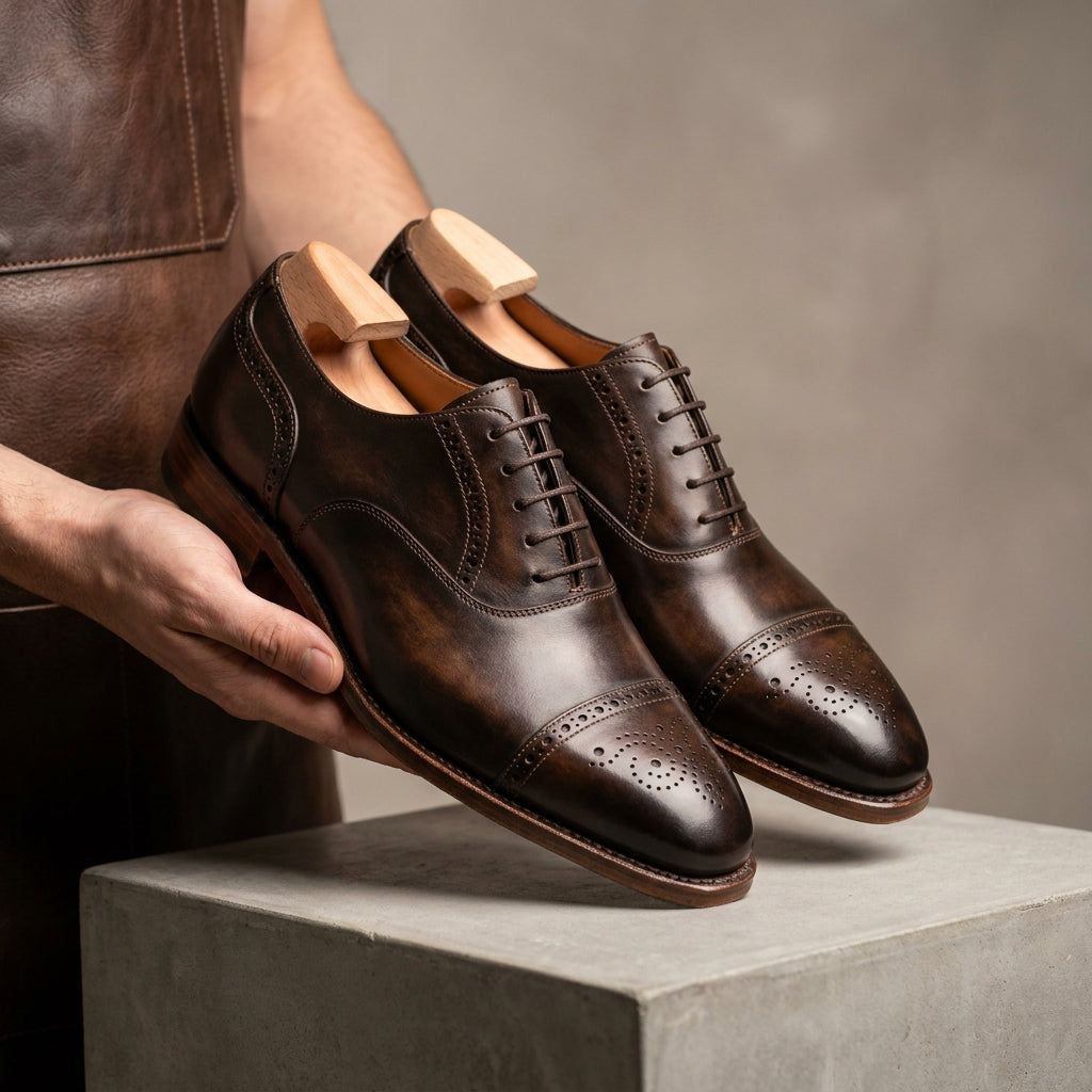 Brown Leather Garbin Penny Loafer with Natural Leather Sole