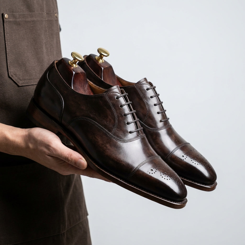 Brown Leather Garbin Penny Loafer with Natural Leather Sole