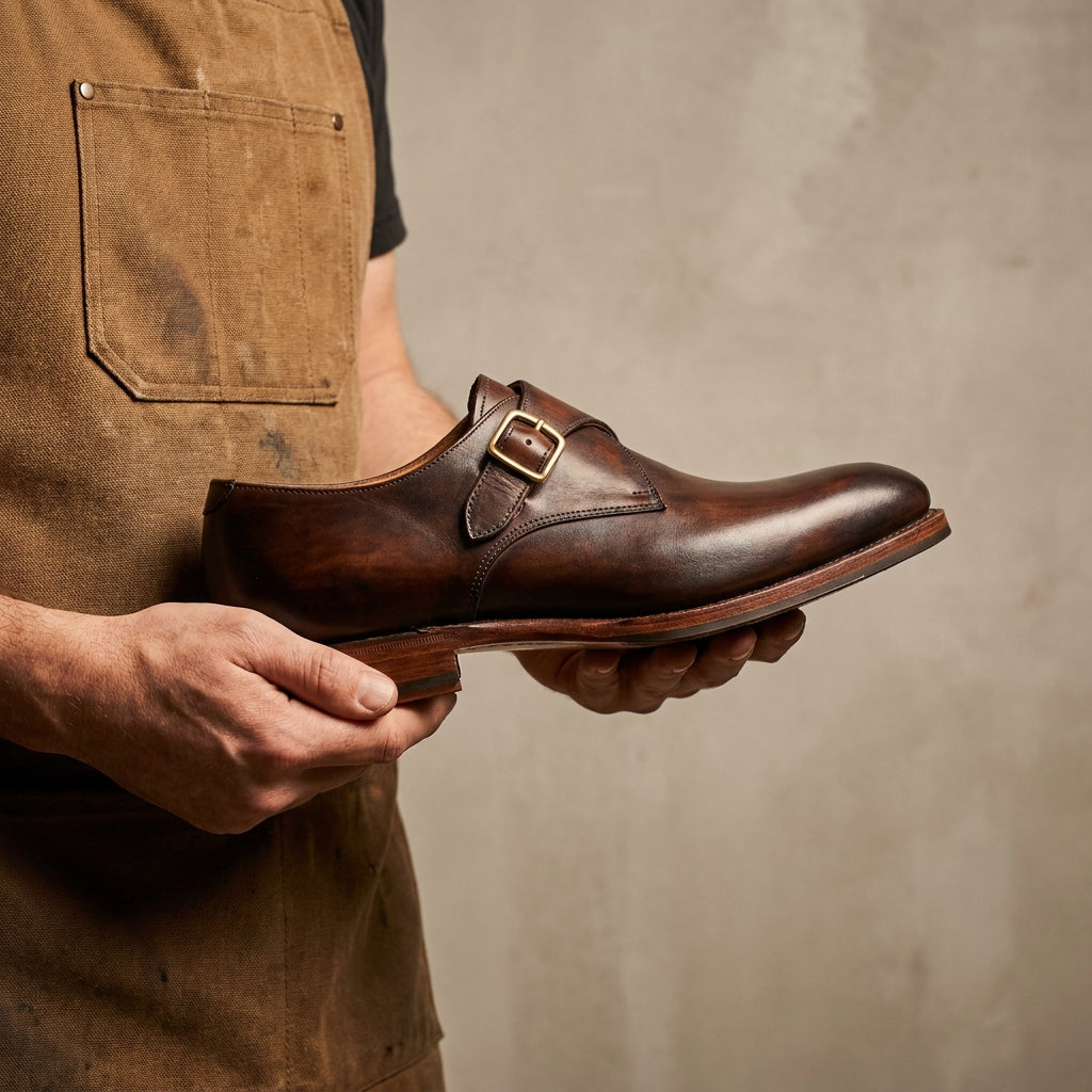 Height Increasing Brown Leather Garbin Penny Loafer with Natural Leather Sole - 3 Inch Hidden Heel