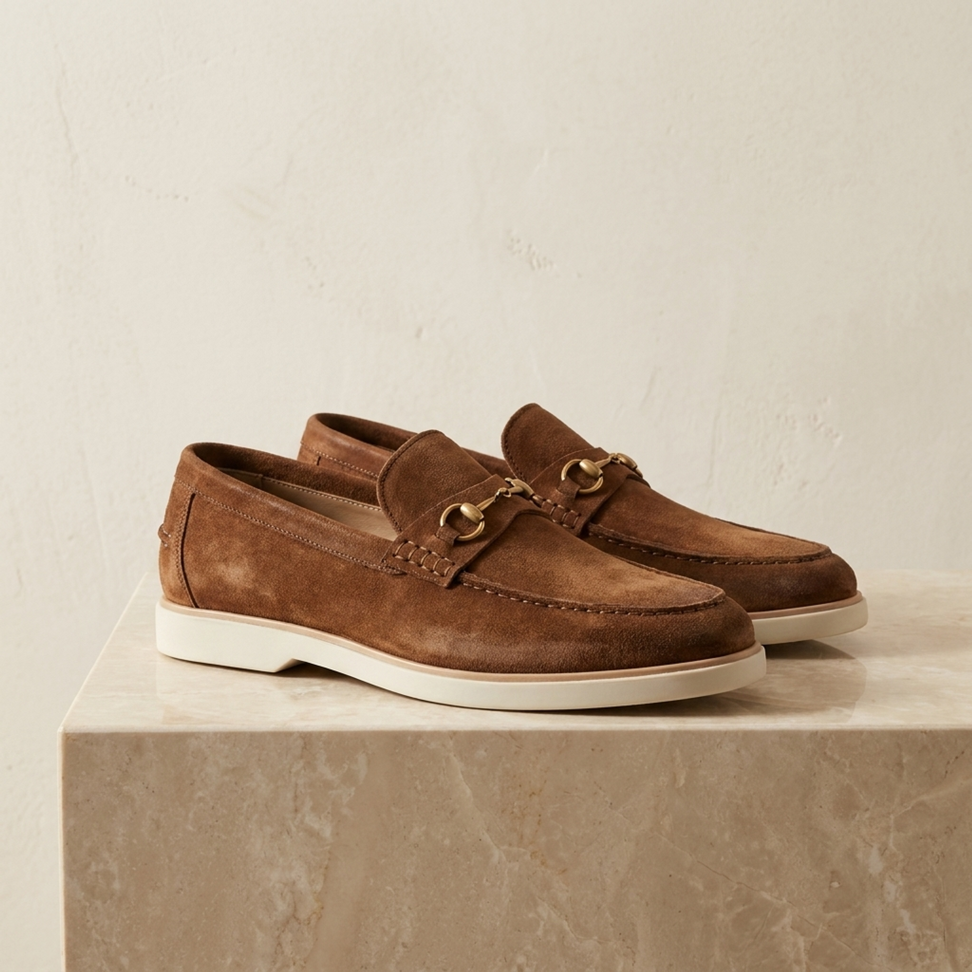 Brown Leather Mildew Loafer with White Yacht Sole
