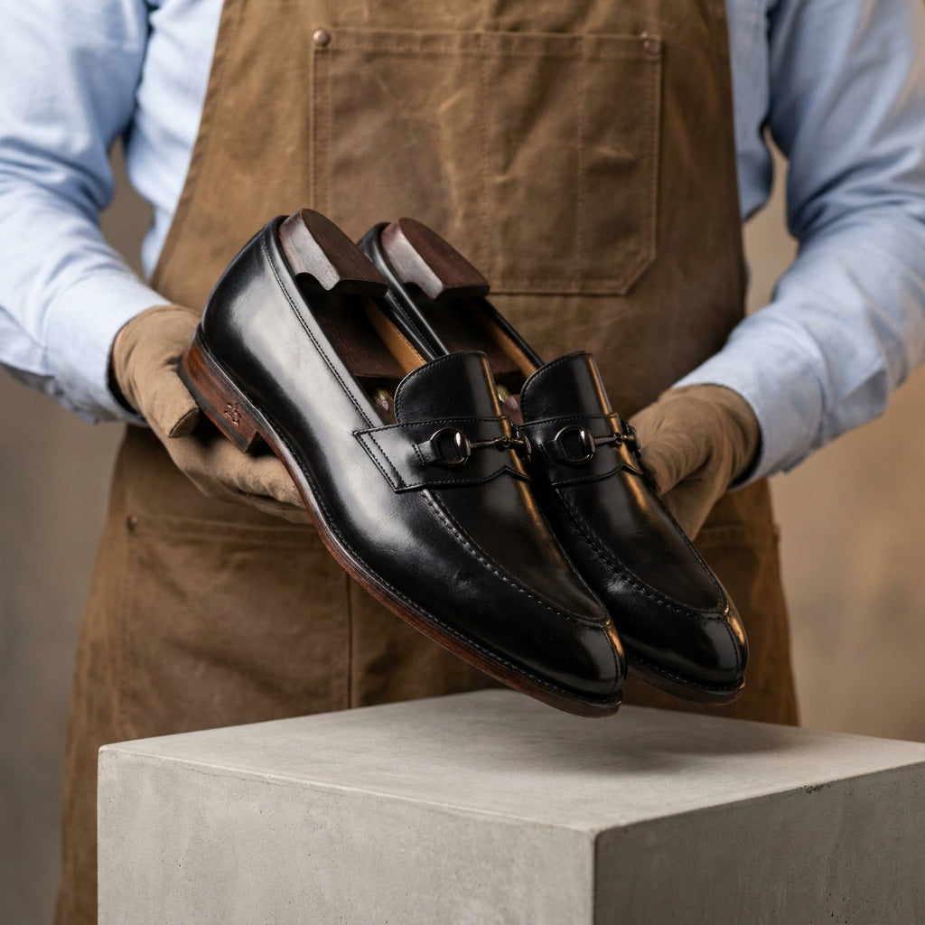 Brown Patina Calf Solaro Horse Bit Loafer with Natural Leather Sole
