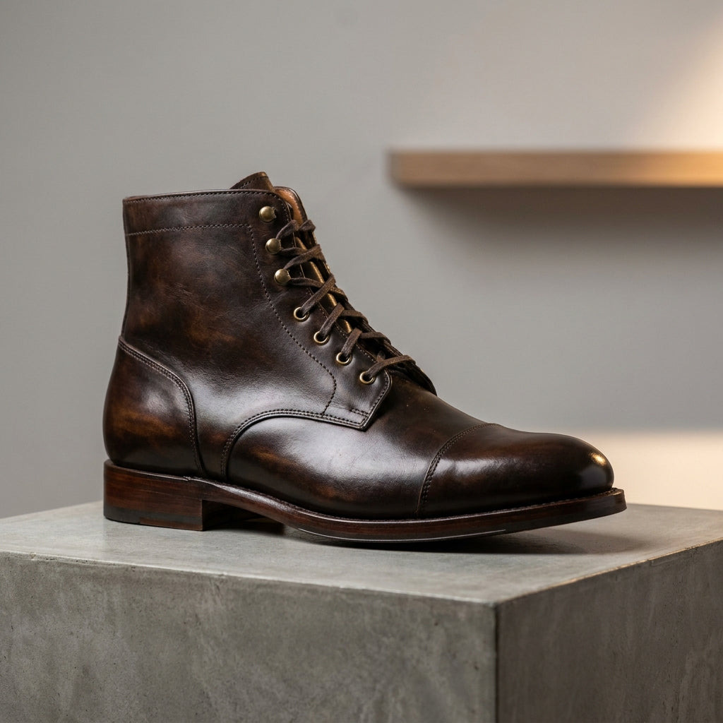 Height Increasing Brown Patina Calf Solaro Horse Bit Loafer with Natural Leather Sole - 3 Inch Hidden Heel