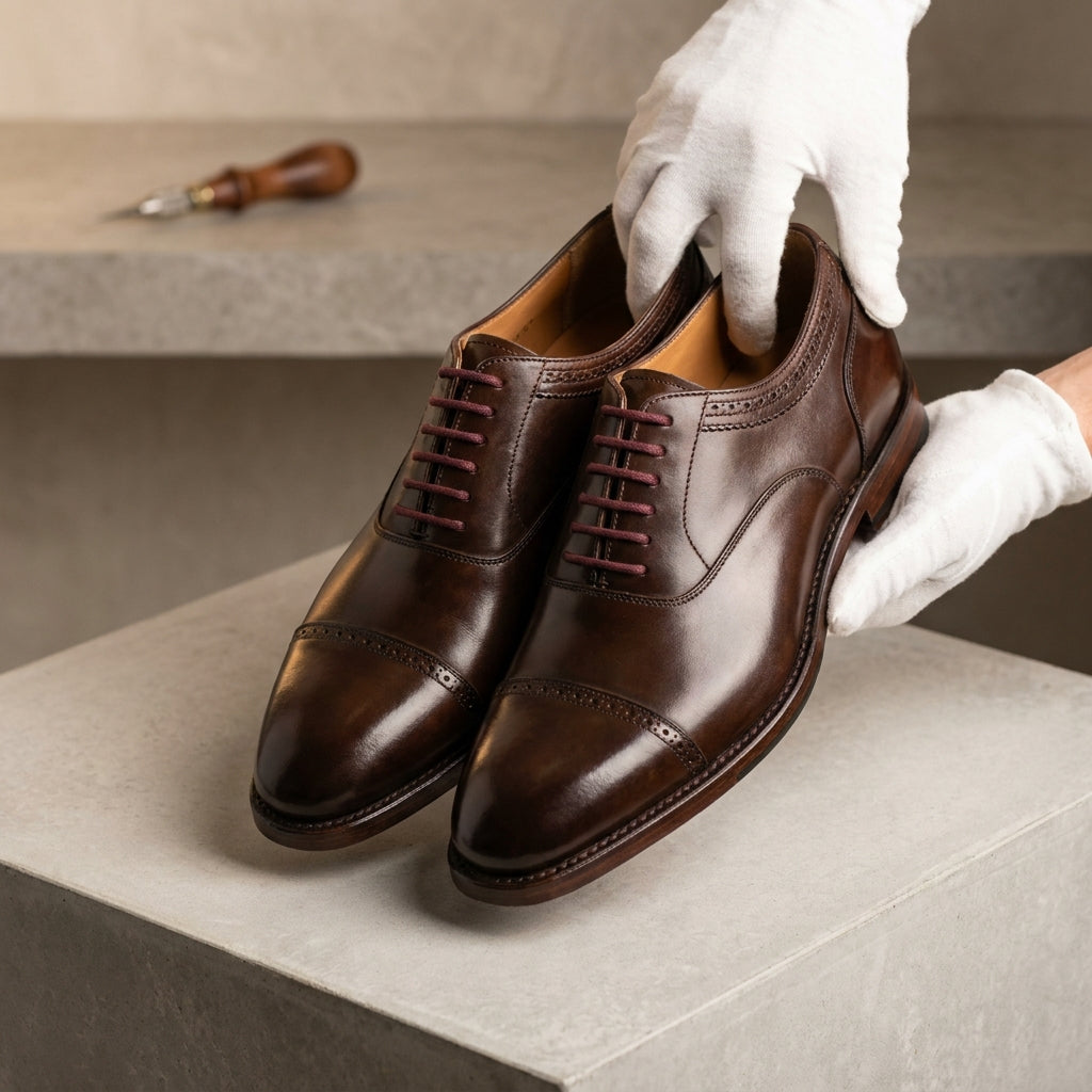 Height Increasing Brown Patina Calf Solaro Horse Bit Loafer with Natural Leather Sole - 3 Inch Hidden Heel