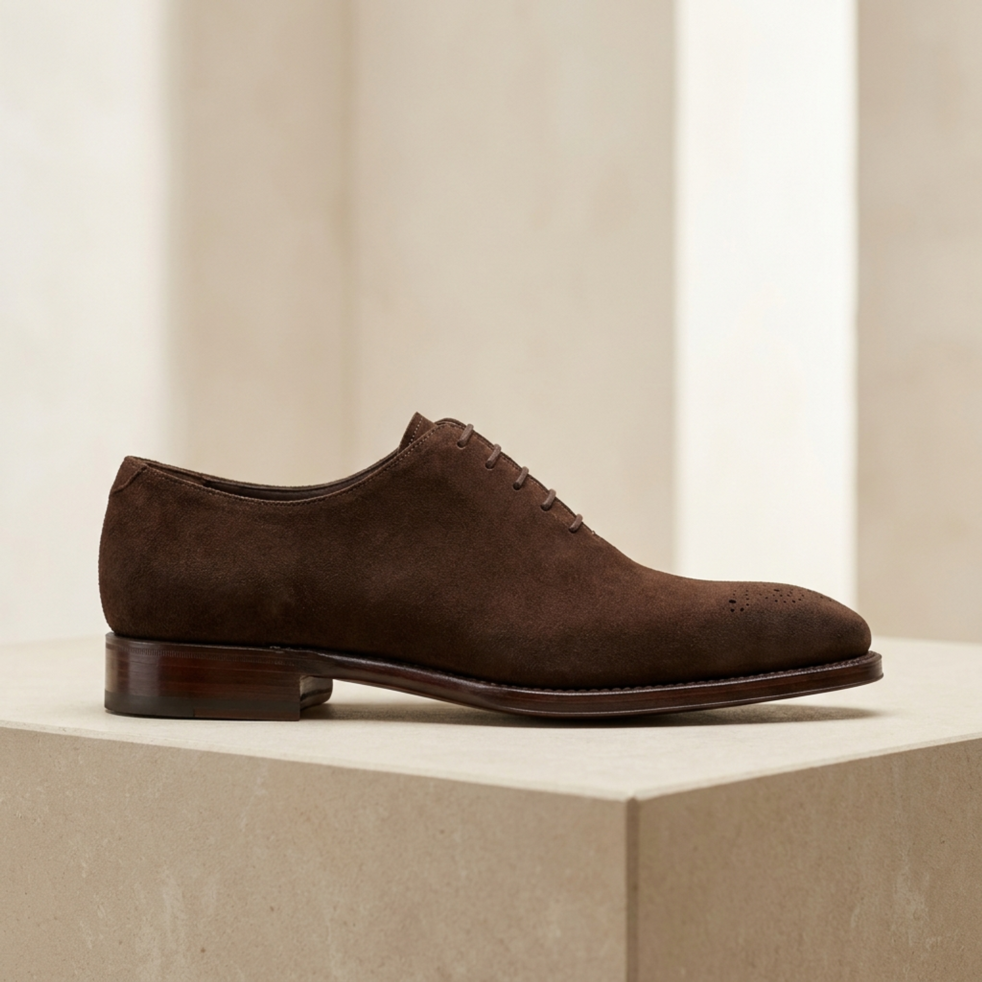 Dark Brown Leather Libeccio Whole Cut Oxford with Natural Leather Sole