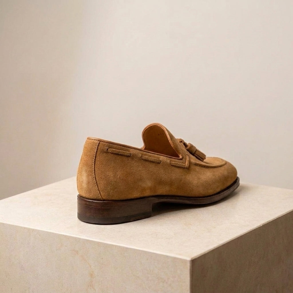 Tan Leather Favonio Tassel Loafer with Natural Leather Sole