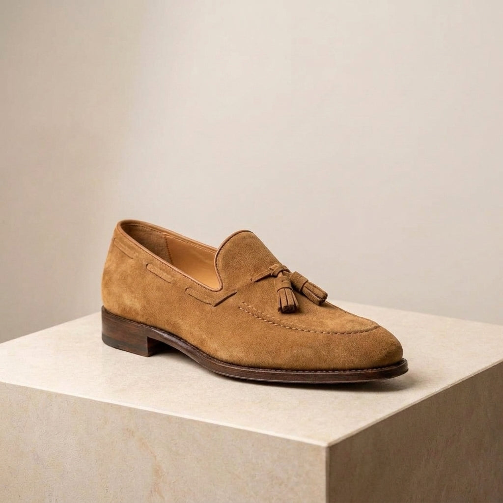 Tan Leather Favonio Tassel Loafer with Natural Leather Sole