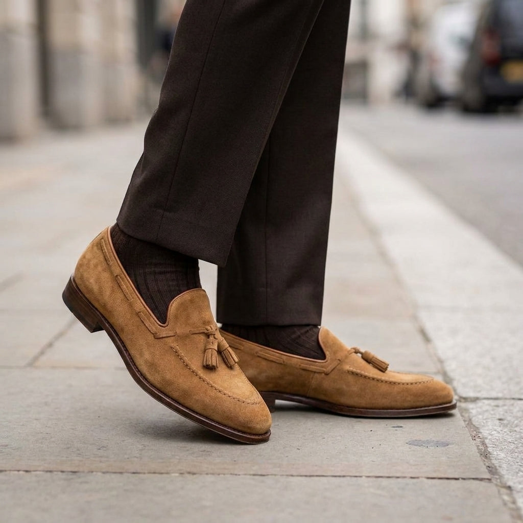 Tan Leather Favonio Tassel Loafer with Natural Leather Sole
