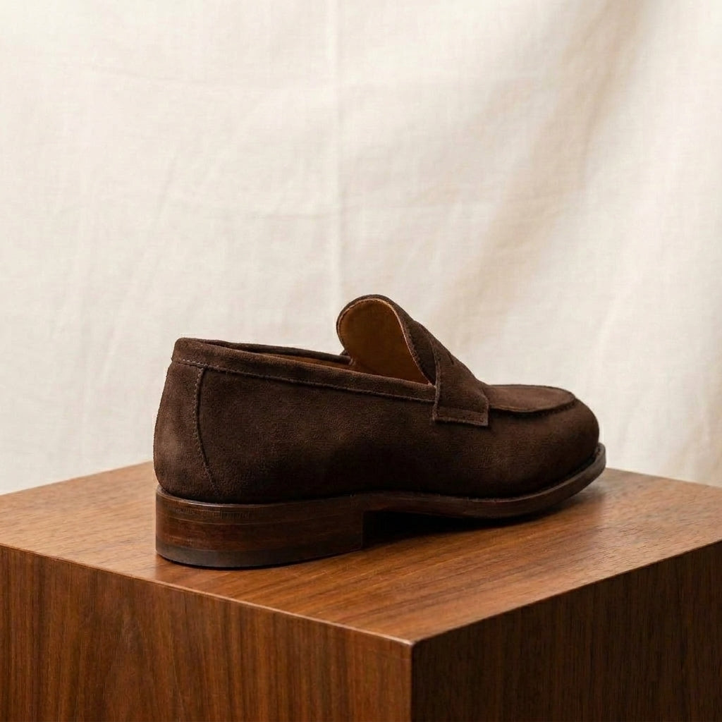Brown Suede Garbin Penny Loafer with Natural Leather Sole