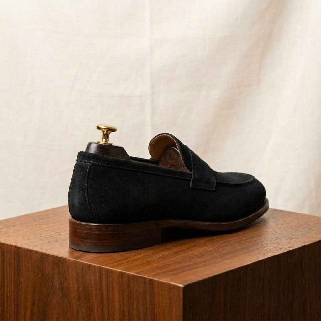 Green Suede Garbin Penny Loafer with Natural Leather Sole