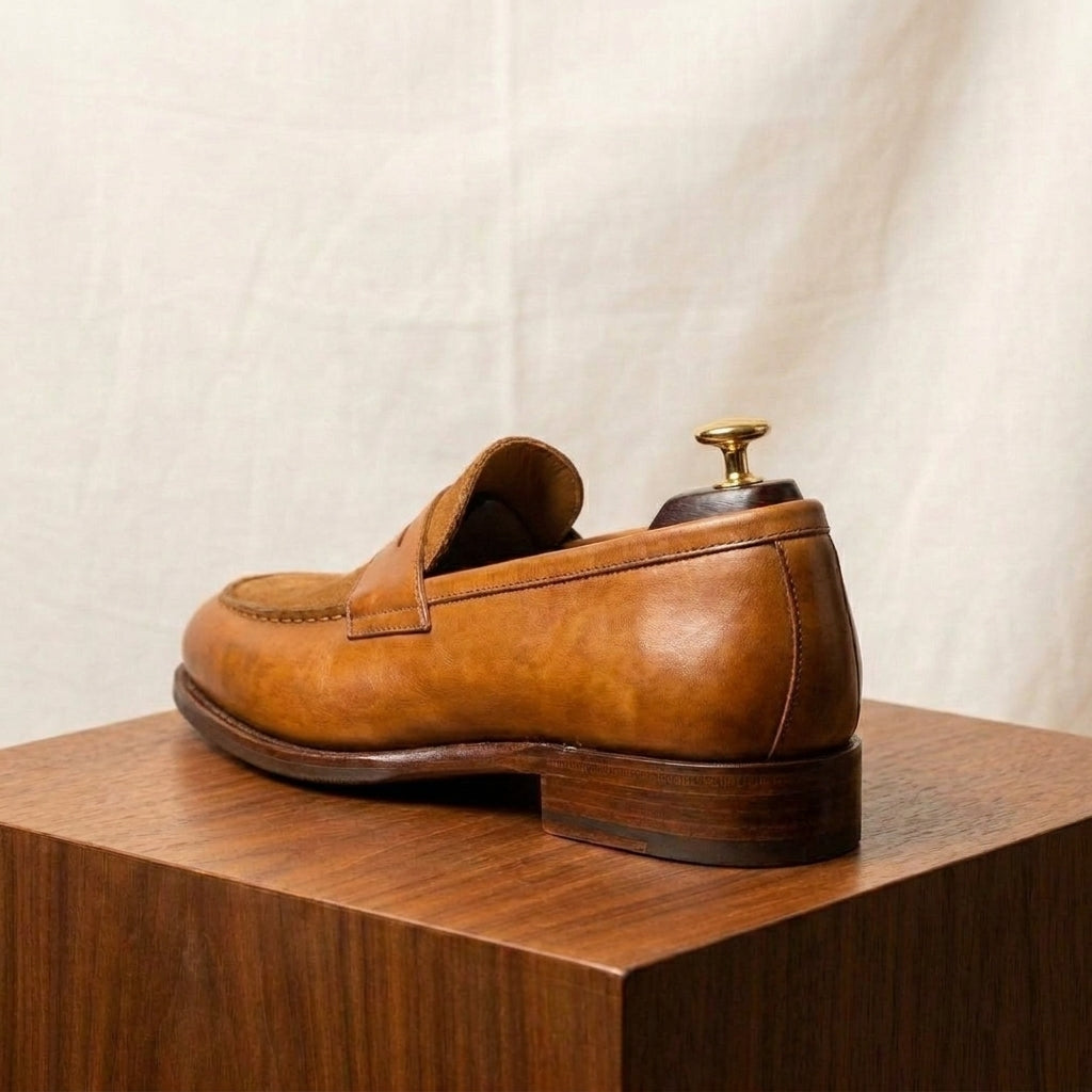 Tan Leather Garbin Penny Loafer with Natural Leather Sole