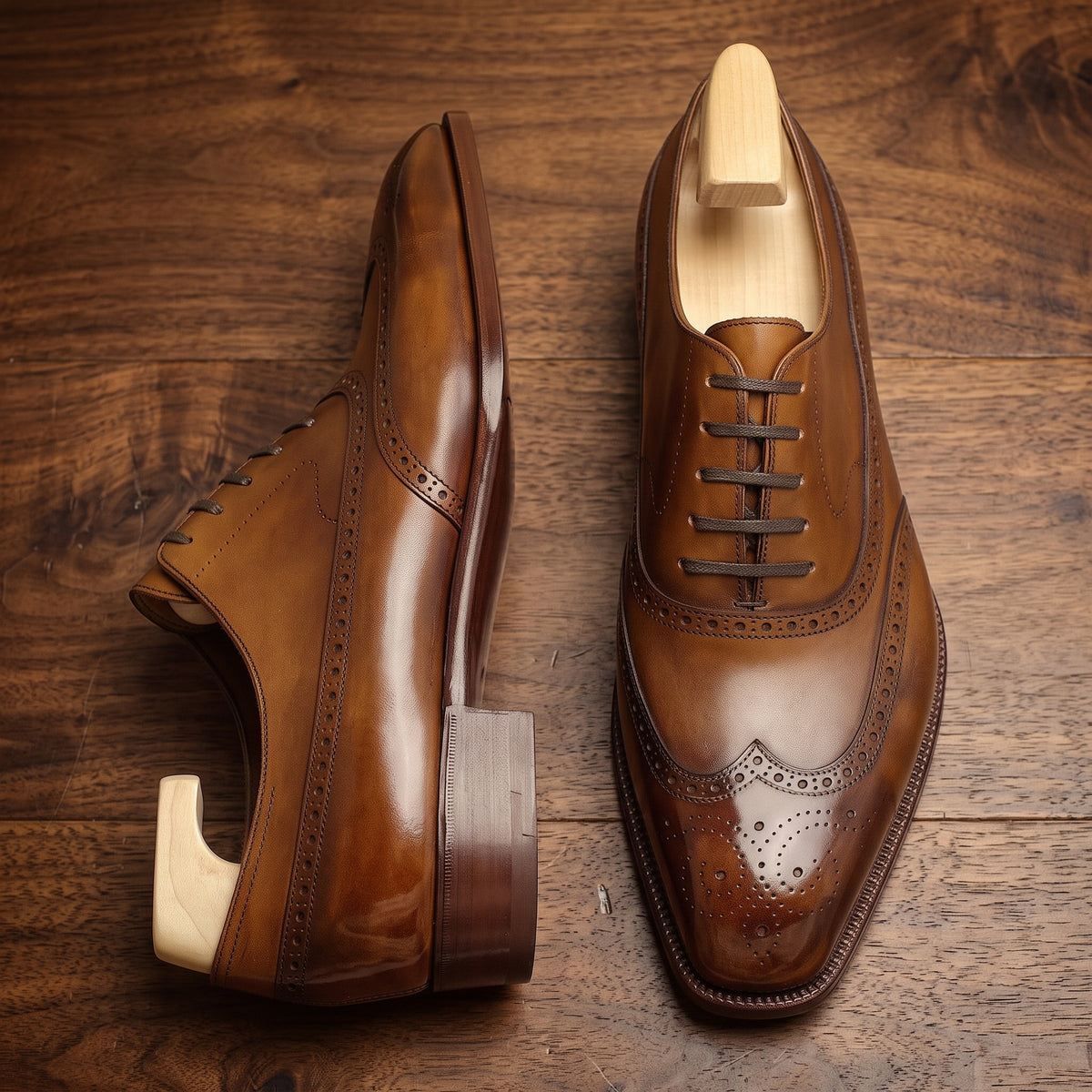 Tan Leather Sedarain Brogue Oxford with Natural Leather Sole