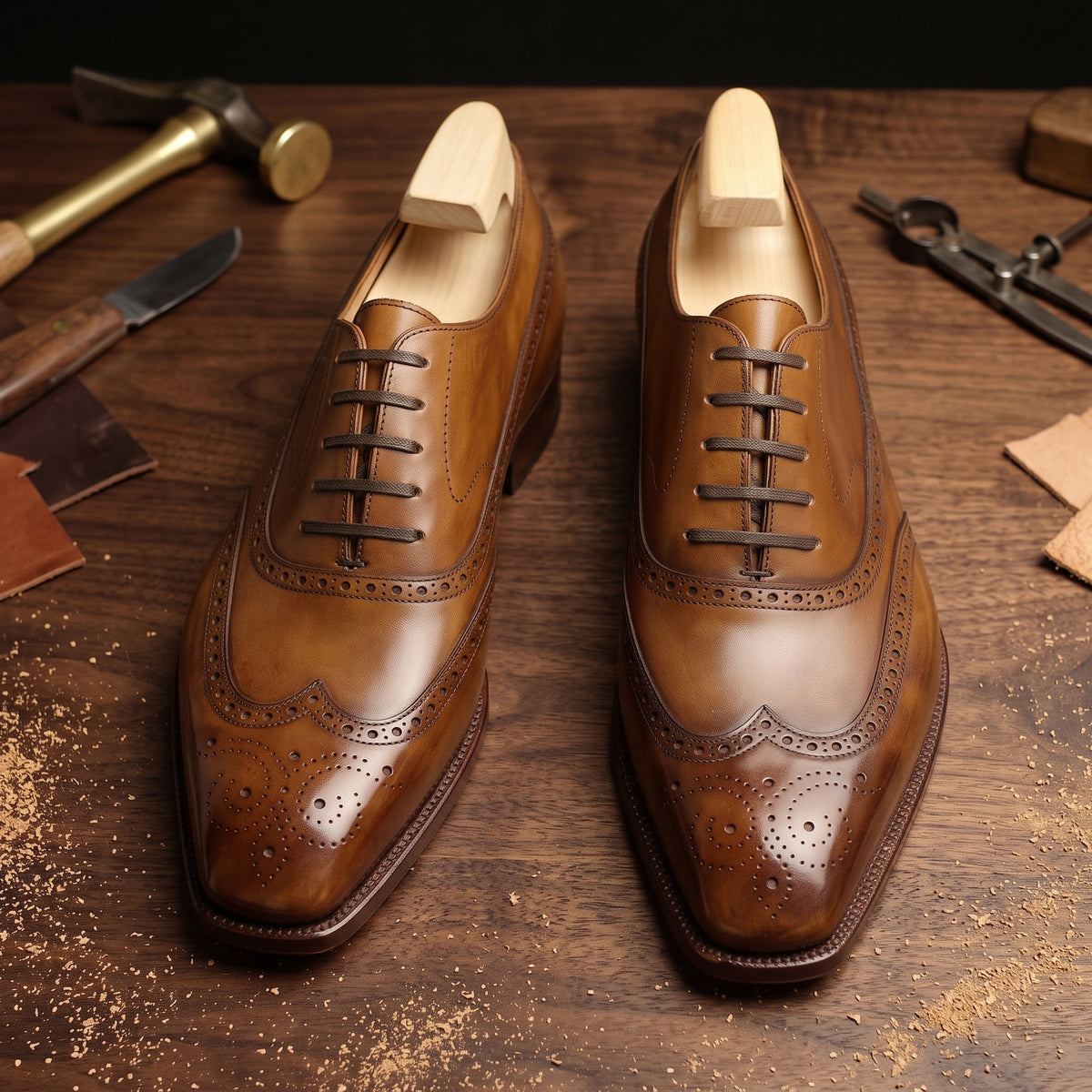 Tan Leather Sedarain Brogue Oxford with Natural Leather Sole