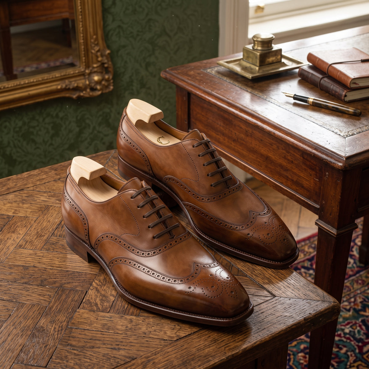 Tan Leather Sedarain Brogue Oxford with Natural Leather Sole