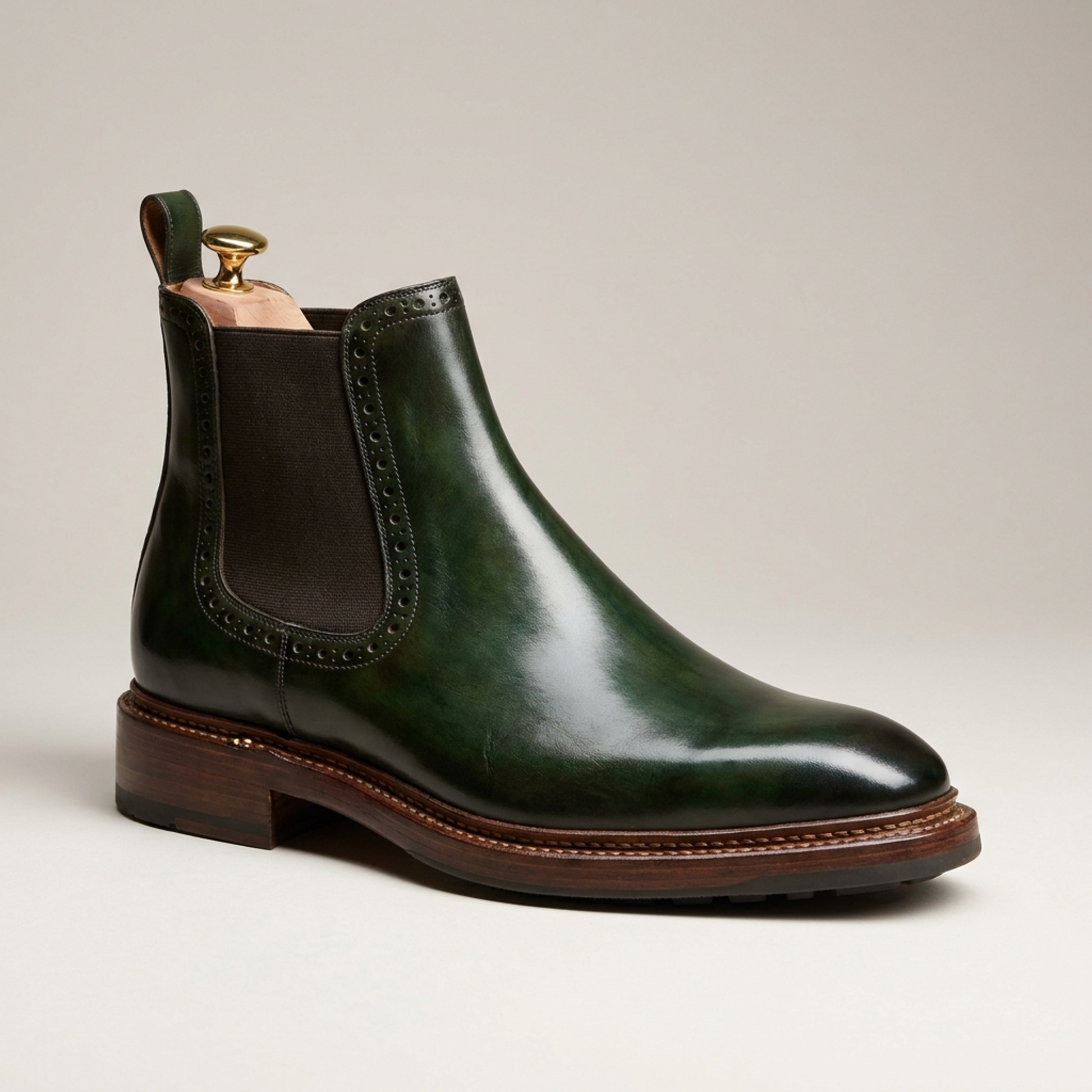 Green Patina Calf Tramontana Chelsea Boot with Natural Leather Sole