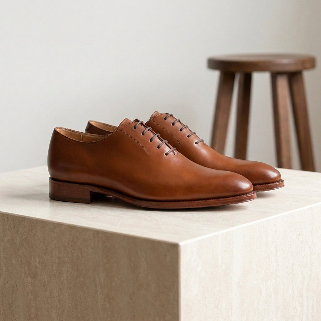 Black Leather Libeccio Whole Cut Oxford with Black Leather Sole