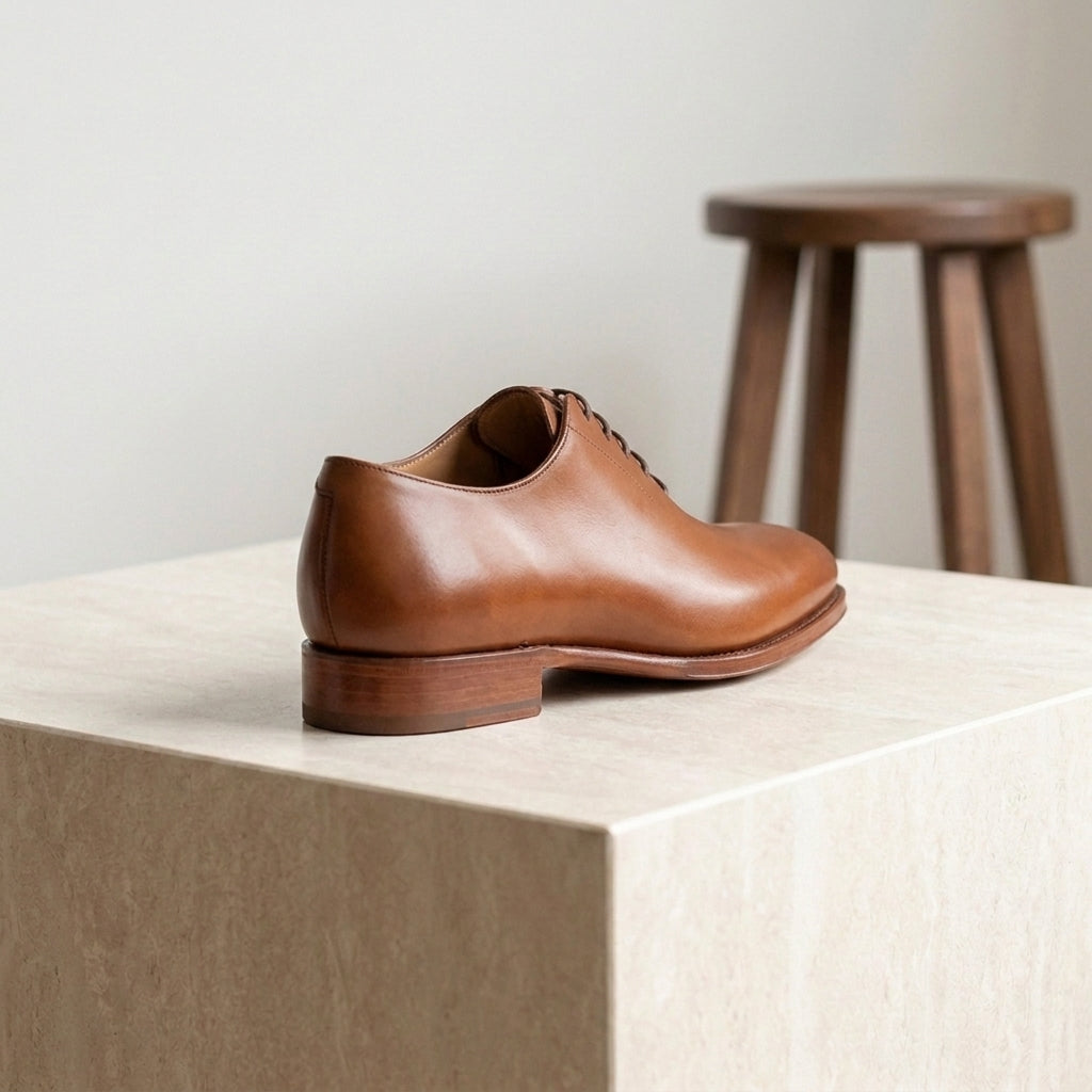 Black Leather Libeccio Whole Cut Oxford with Black Leather Sole